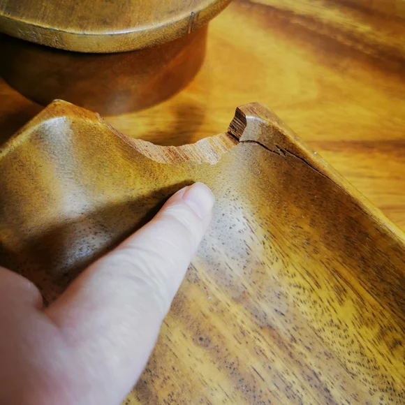 Vintage Wooden Lazy Susan Carved Fish Serving Tray Monkeypod - Picture 16 of 17